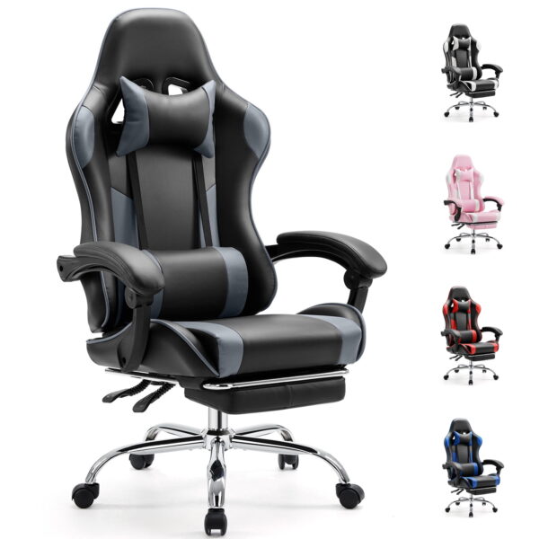 EDX Ergonomic Gaming Chair High Back Office Chair with Lumbar Support and Adjustable Armrests Swivel Racing Chair, Black and Gray